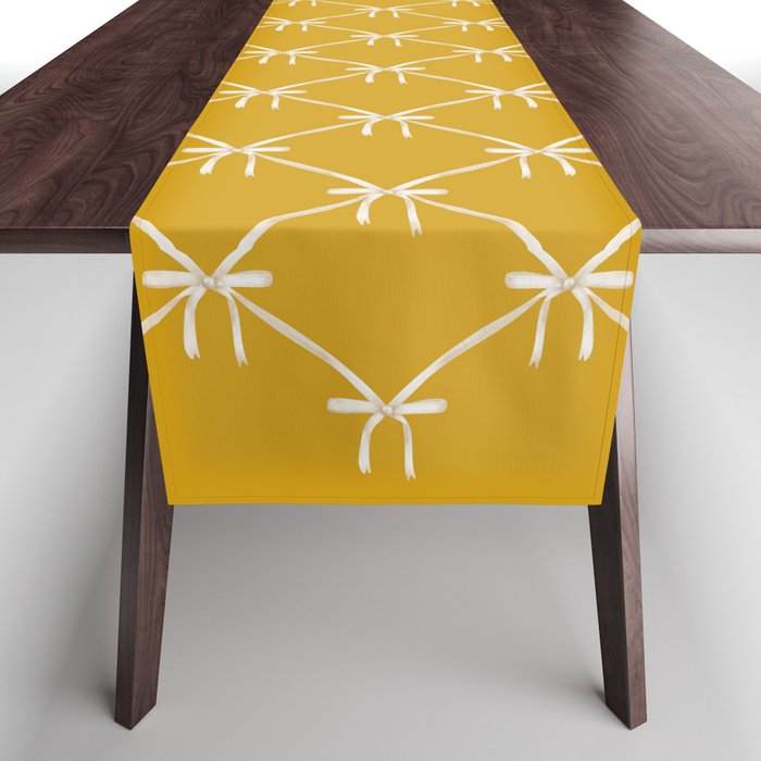 Bows & Ribbons Pattern XX Golden Yellow Table Runner Gallery Image 1