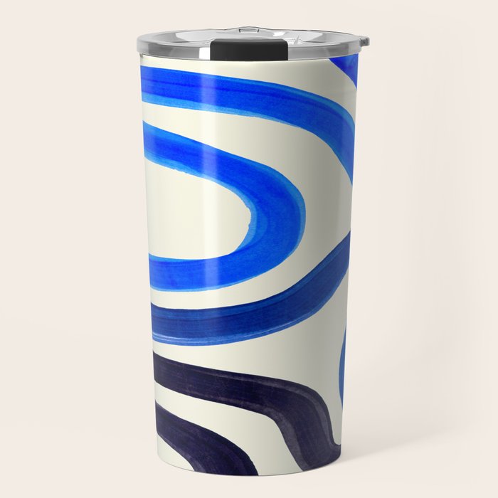Electric Blues Fun Colorful Mid Century Modern Abstract Painting Shapes Pattern Travel Mug Gallery Image 1