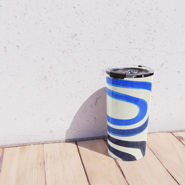 Electric Blues Fun Colorful Mid Century Modern Abstract Painting Shapes Pattern Travel Mug Gallery Image 4
