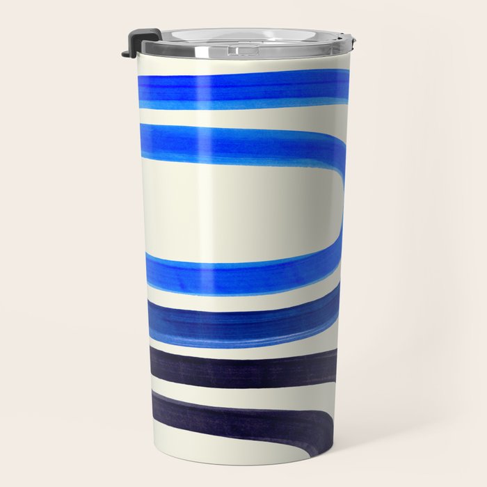 Electric Blues Fun Colorful Mid Century Modern Abstract Painting Shapes Pattern Travel Mug Gallery Image 3