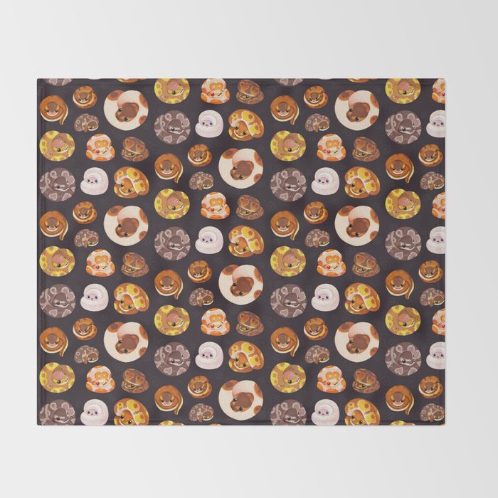 Shy ball pythons - dark Throw Blanket Gallery Image 2