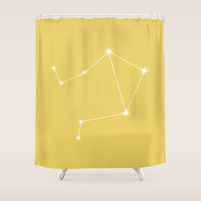 Libra Zodiac Star Constellation Line Art Soft Yellow Shower Curtain Gallery Image 1