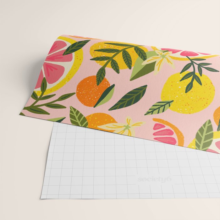 Grapefruit Blooms â Blush Wrapping Paper Gallery Image 2