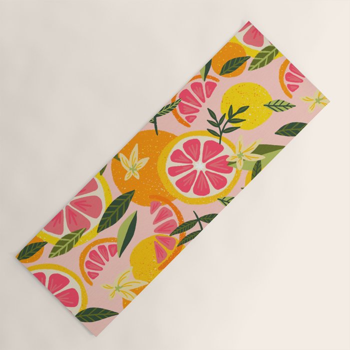 Grapefruit Blooms â Blush Yoga Mat Gallery Image 1