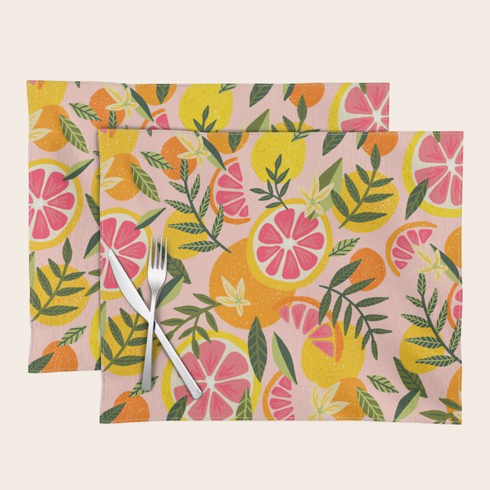 Grapefruit Blooms â Blush Placemat Gallery Image 1