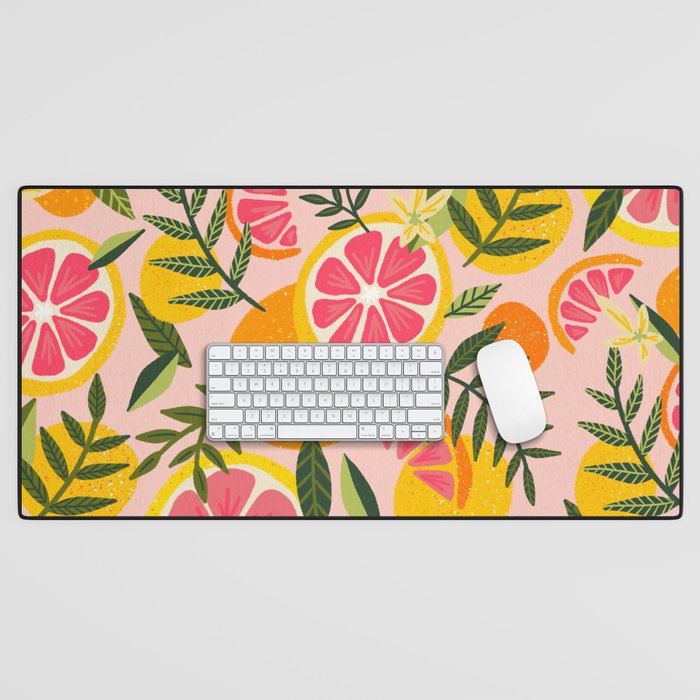 Grapefruit Blooms â Blush Desk Mat Gallery Image 1