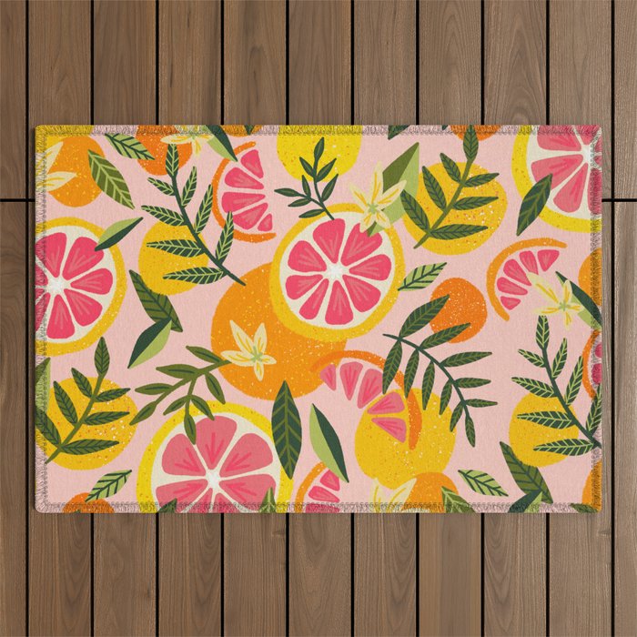 Grapefruit Blooms â Blush Outdoor Rug Gallery Image 1