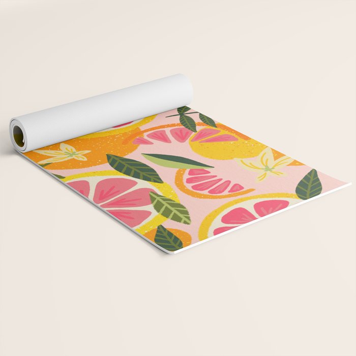 Grapefruit Blooms â Blush Yoga Mat Gallery Image 2