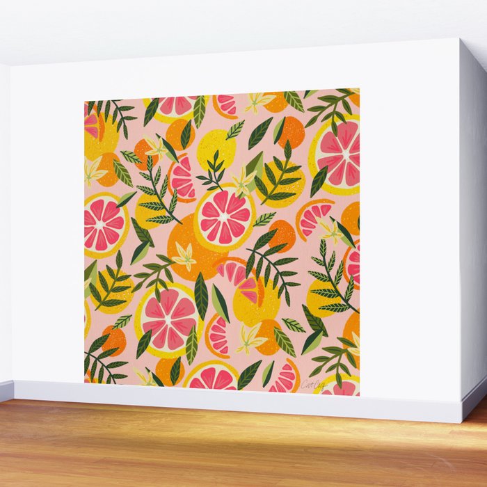 Grapefruit Blooms â Blush Wall Mural Gallery Image 2