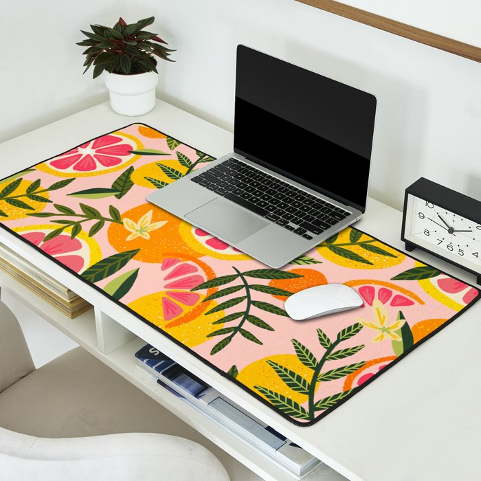 Grapefruit Blooms â Blush Desk Mat Gallery Image 2