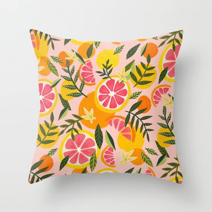 Grapefruit Blooms â Blush Throw Pillow Gallery Image 1