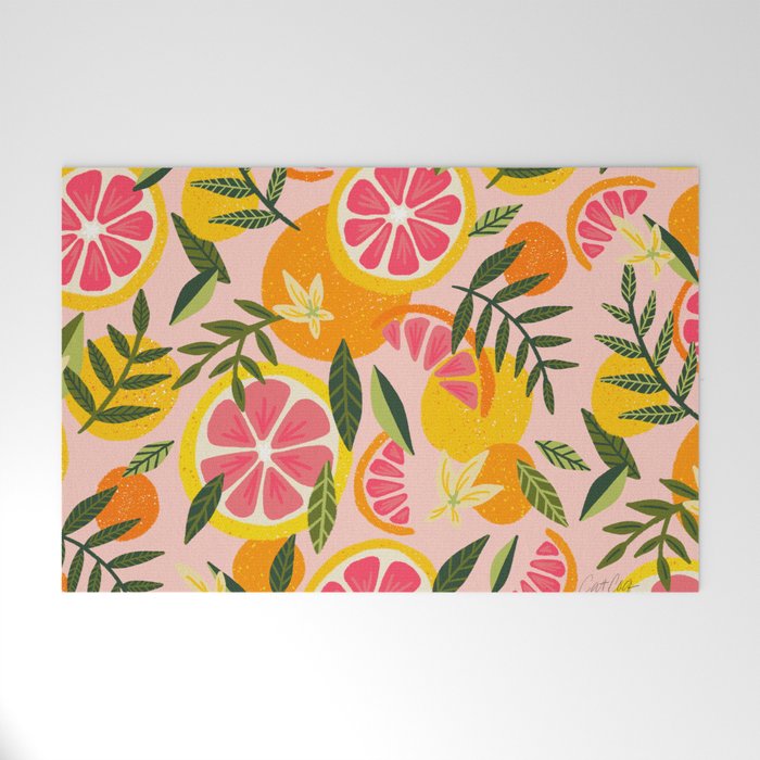 Grapefruit Blooms â Blush Welcome Mat Gallery Image 1