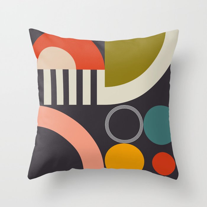 mid century bauhaus geometry abstract 2020 3 Throw Pillow Gallery Image 1