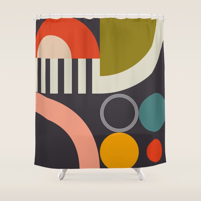 mid century bauhaus geometry abstract 2020 3 Shower Curtain Gallery Image 1