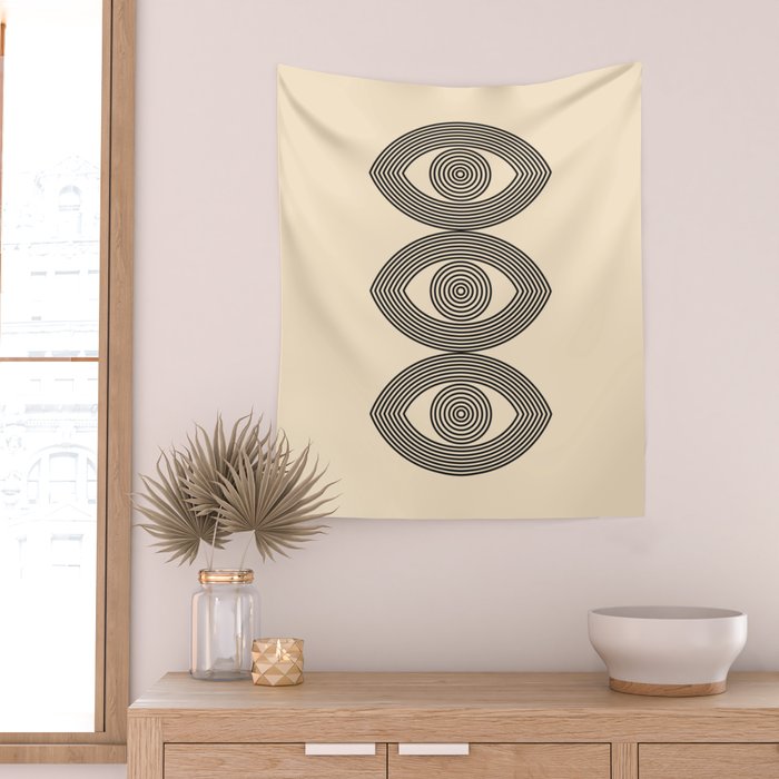 Abstraction_EYE_LINE_POP_ART_Minimalism_001X Wall Tapestry Gallery Image 2