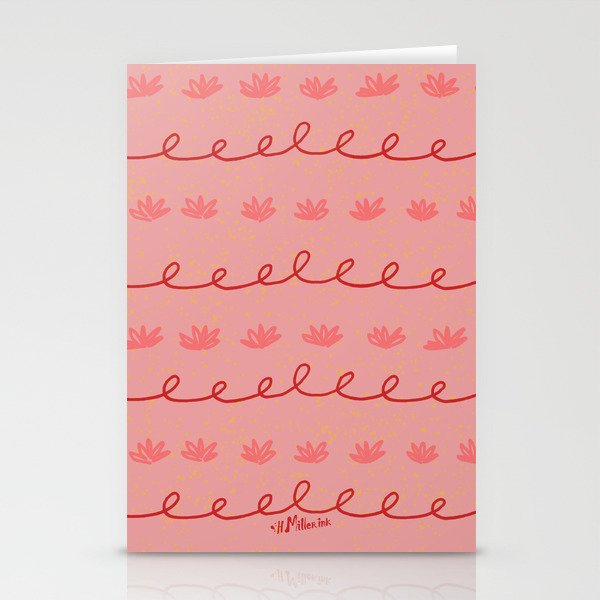 Abstract Cookie Pattern Doodle in Red & Peach Pink Stationery Card Gallery Image 2