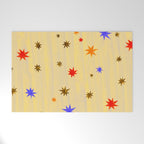 Celestial Star Twinkle in Golden Amber Watercolor Welcome Mat Gallery Image 1