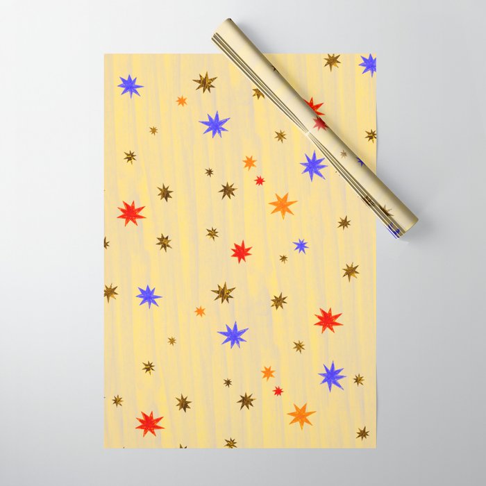 Celestial Star Twinkle in Golden Amber Watercolor Wrapping Paper Gallery Image 1