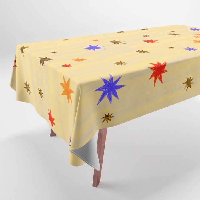 Celestial Star Twinkle in Golden Amber Watercolor Tablecloth Gallery Image 1