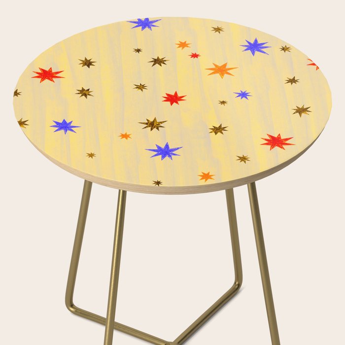 Celestial Star Twinkle in Golden Amber Watercolor Side Table Gallery Image 2