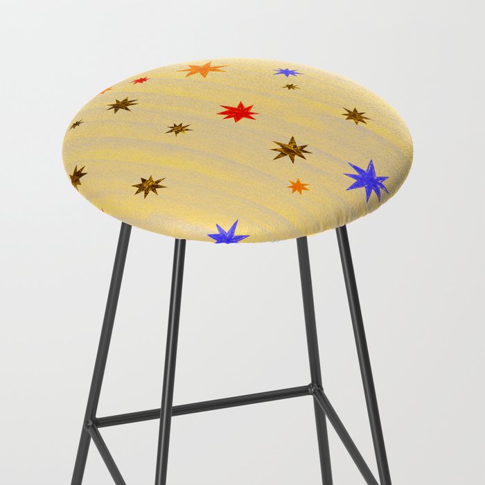 Celestial Star Twinkle in Golden Amber Watercolor Stool Gallery Image 2