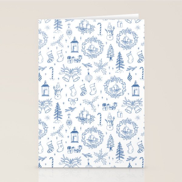 Christmas Toile // Blue & White Stationery Card Gallery Image 2