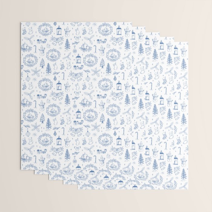 Christmas Toile // Blue & White Wrapping Paper Gallery Image 3