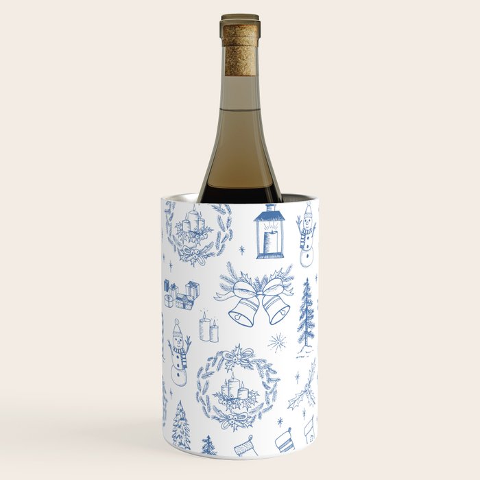 Christmas Toile // Blue & White Wine Chiller Gallery Image 2
