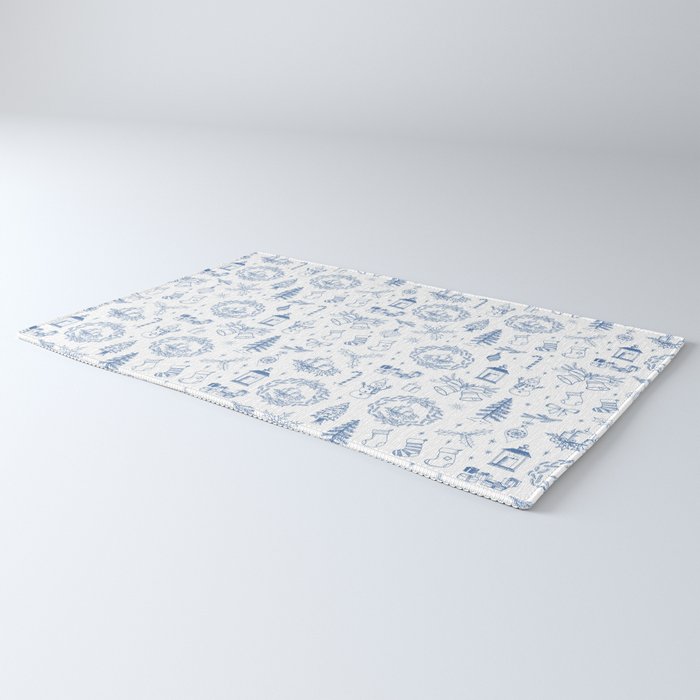 Christmas Toile // Blue & White Rug Gallery Image 3