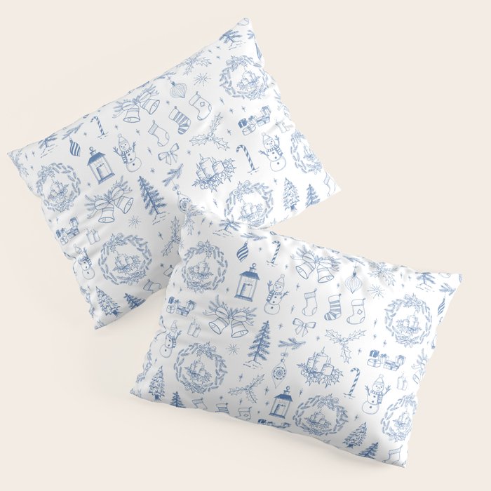 Christmas Toile // Blue & White Pillow Sham