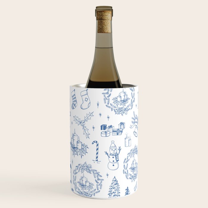 Christmas Toile // Blue & White Wine Chiller Gallery Image 3