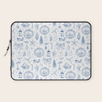 Christmas Toile // Blue & White Laptop Sleeve Gallery Image 1