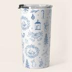 Christmas Toile // Blue & White Travel Mug Gallery Image 3
