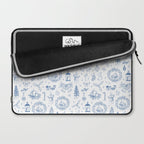 Christmas Toile // Blue & White Laptop Sleeve Gallery Image 2