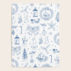 Christmas Toile // Blue & White Poster Gallery Image 4