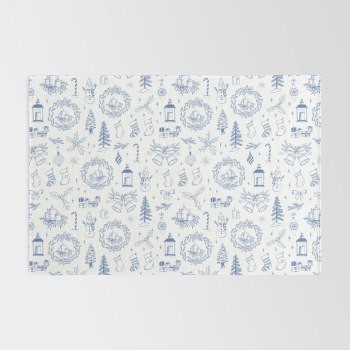 Christmas Toile // Blue & White Rug Gallery Image 2