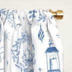 Christmas Toile // Blue & White Window Curtain Gallery Image 2