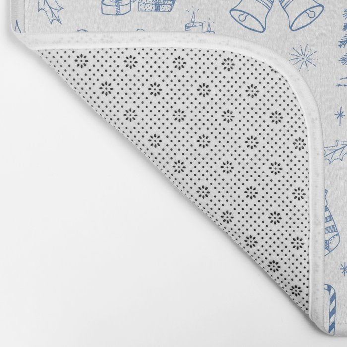 Christmas Toile // Blue & White Bath Mat Gallery Image 2