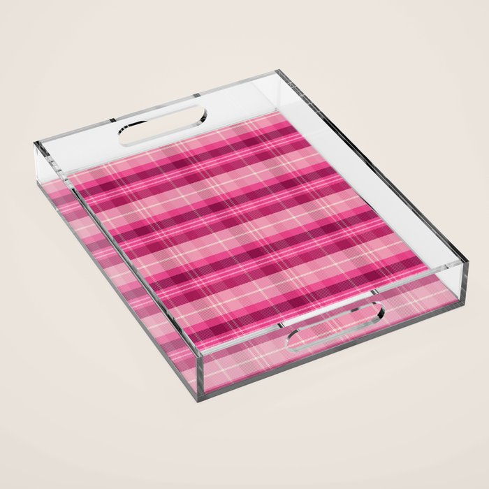 Tartan Plaid - Peppermint Pink Acrylic Tray Gallery Image 1