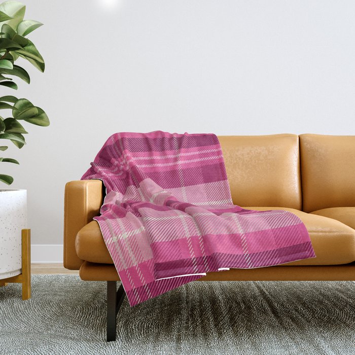 Tartan Plaid - Peppermint Pink Throw Blanket Gallery Image 1