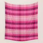 Tartan Plaid - Peppermint Pink Wall Tapestry Gallery Image 4