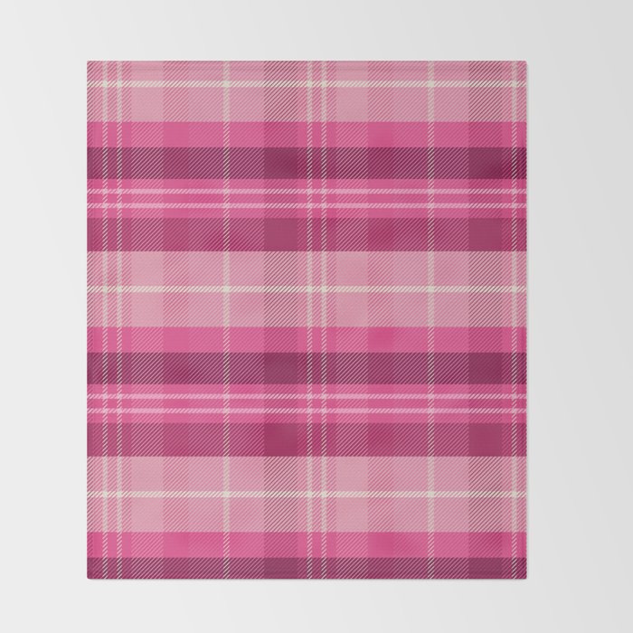 Tartan Plaid - Peppermint Pink Throw Blanket Gallery Image 2