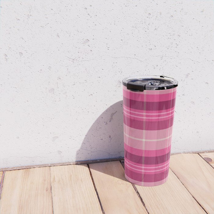 Tartan Plaid - Peppermint Pink Travel Mug Gallery Image 4