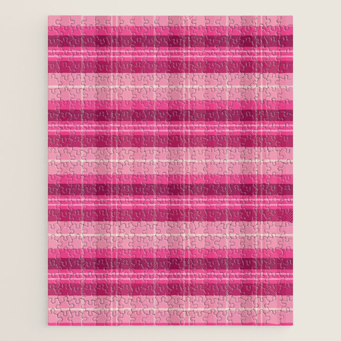 Tartan Plaid - Peppermint Pink Jigsaw Puzzle Gallery Image 1