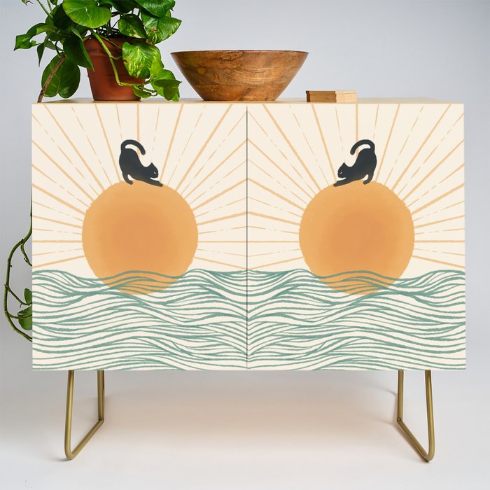 Good Morning Meow 7 Sunny Day Ocean  Credenza Gallery Image 1