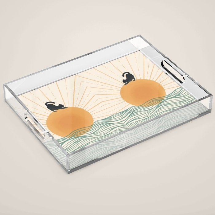 Good Morning Meow 7 Sunny Day Ocean  Acrylic Tray Gallery Image 1