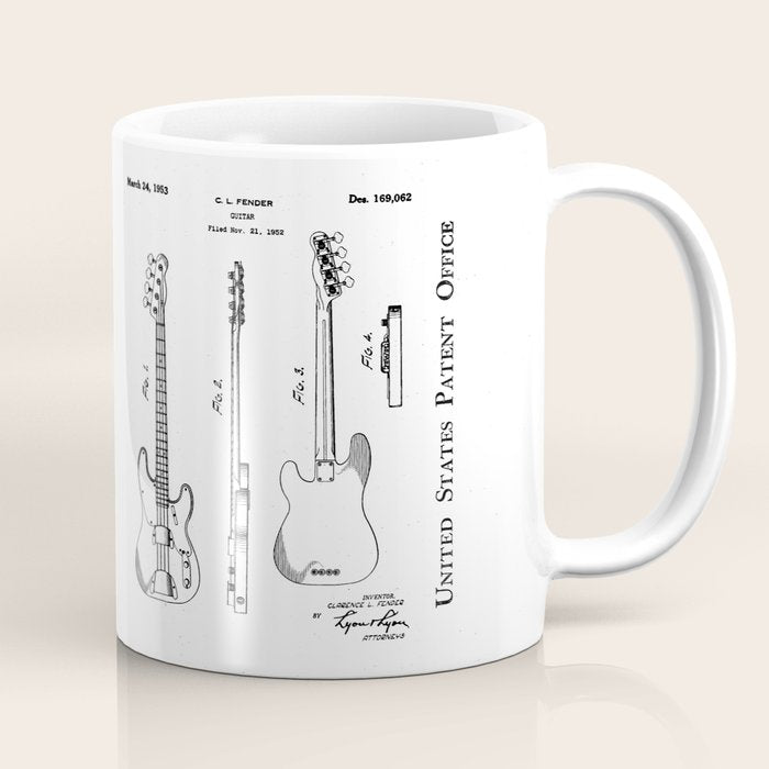 Bass Guitar Patent - Bass Guitarist Art - Antique Coffee Mug Gallery Image 1