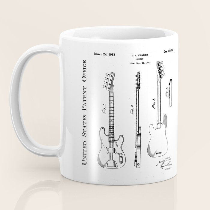 Bass Guitar Patent - Bass Guitarist Art - Antique Coffee Mug Gallery Image 3