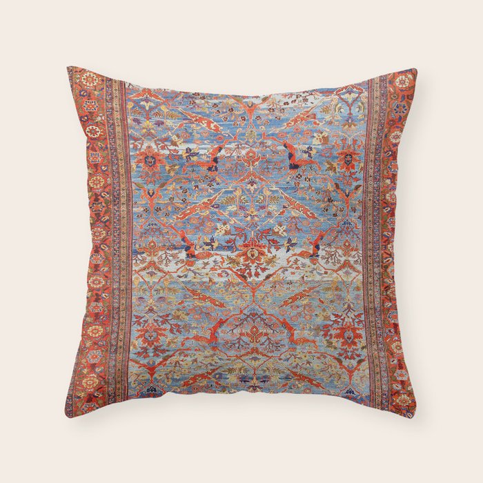 Sultanabad Antique Persian Rug Print Throw Pillow Gallery Image 1
