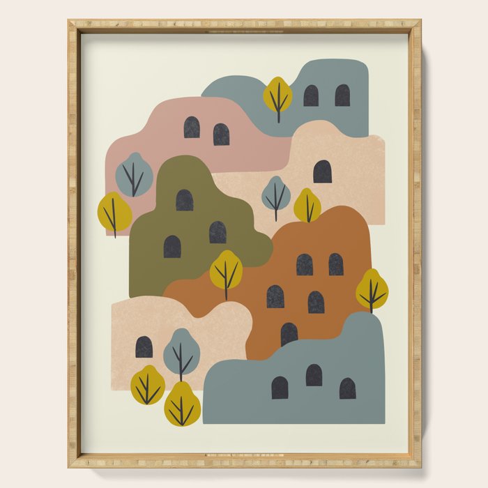 Adobe Village With Trees Serving Tray Gallery Image 1